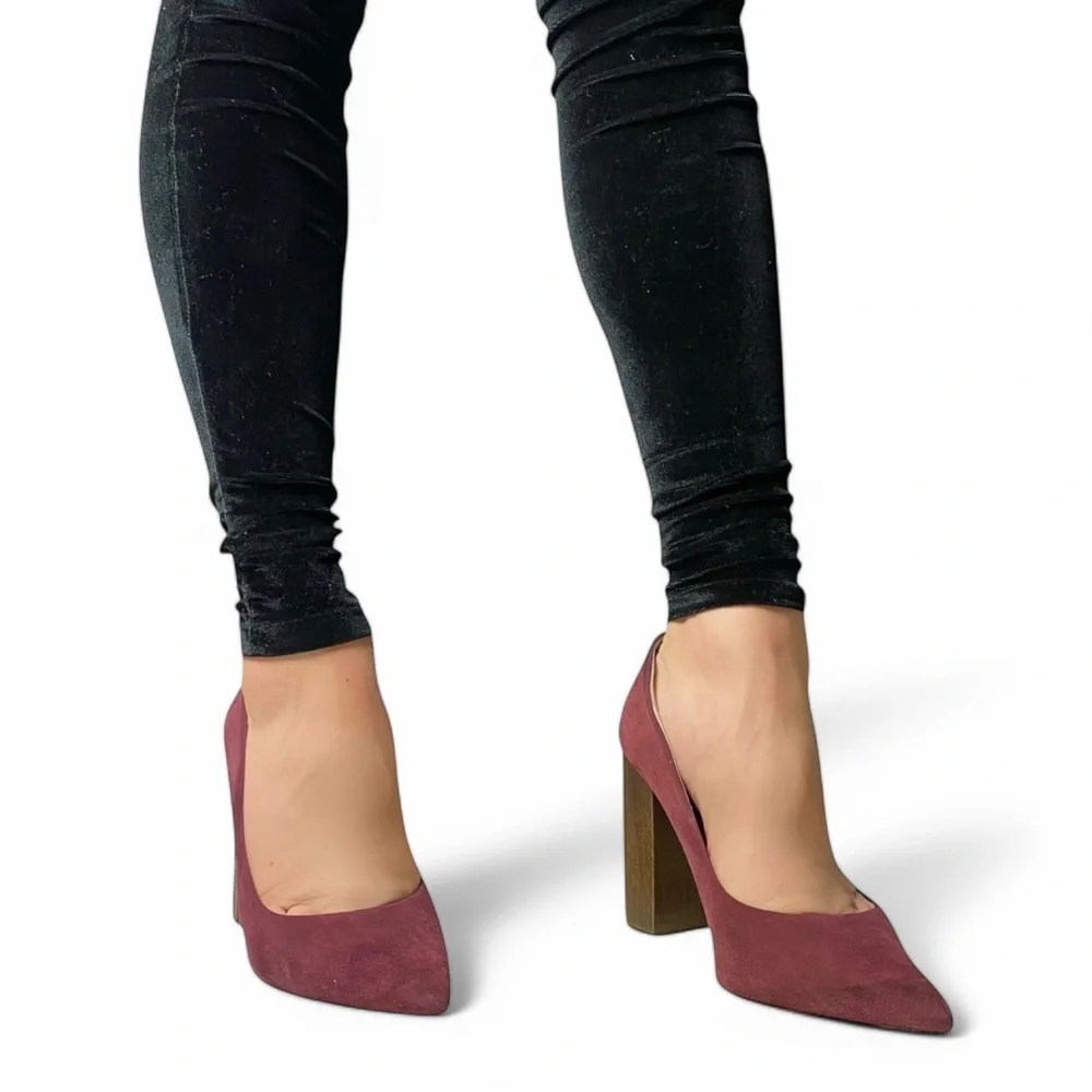 1. State Burgundy Suede Block Heel Pumps – Size 8.5 - Picture 4 of 5